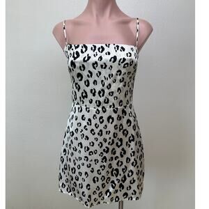Reformation Silk Cheetah Print Slip Mini Dress Cream/Black Women’s 4